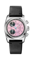 Relógio Cimier pulseira de prata com pulseira de couro para homens 711 HERITAGE CHRONOGRAPH POP PINK 39,5MM Automatic