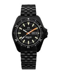 Montre Momentum Watches pour homme en noir avec un bracelet en acier SQ30 Eclipse Solar Black-Ion - TROPIC FKM STEEL 42MM
