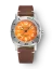 Men's silver Nivada Grenchen watch with leather strap Orange Depthmaster 14127A14 39MM Automatic