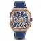 Ralph Christian kultainen miesten kello nahkarannekkeella The Intrepid Chrono - Rose Gold / Blue 42,5MM