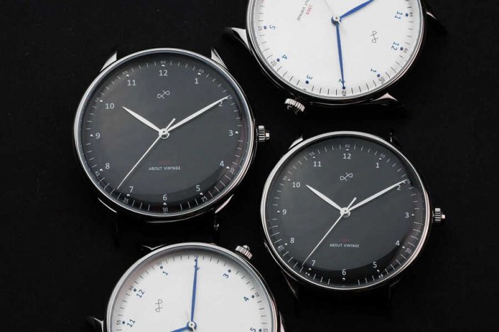 Ασημένιο ρολόι About Vintage για άντρες με ζώνη από γνήσιο δέρμα Vintage Steel / White 1969 41MM