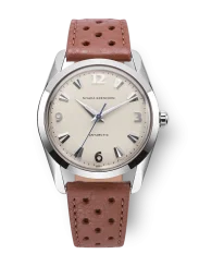 Reloj Nivada Grenchen plata para hombre con correa de cuero Antarctic 35004M41 35MM