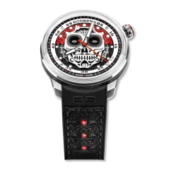 Men's silver Bomberg Watch with leather strap AUTOMATIC DÍA DE LOS MUERTOS 43MM Automatic