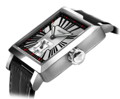 Reloj Agelocer Watches Plata para hombre con correa de cuero Codex Retro Series Silver / Black 35MM