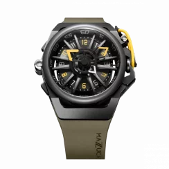 Čierne pánske hodinky Mazzucato s gumovým pásikom Rim Sport Black / Green - 48MM Automatic
