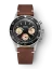 Men's silver Nivada Grenchen watch with leather strap Chronoking Mecaquartz Brown Leather 87033Q14 38MM