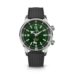Silberne Herrenuhr Milus Watches mit Gummiband Archimèdes by Milus Wild Green 41MM Automatic