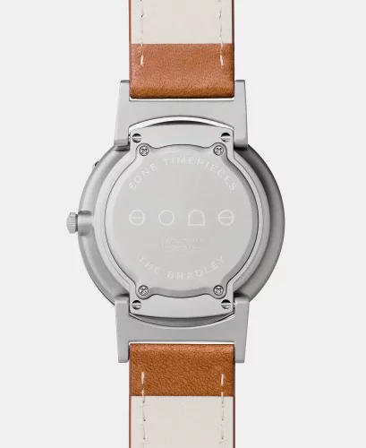 Męski srebrny zegarek Eone ze skórzanym paskiem Bradley Voyager - Silver 40MM
