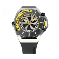 Men's Mazzucato black watch with rubber strap RIM Scuba Black / Yellow - 48MM Automatic