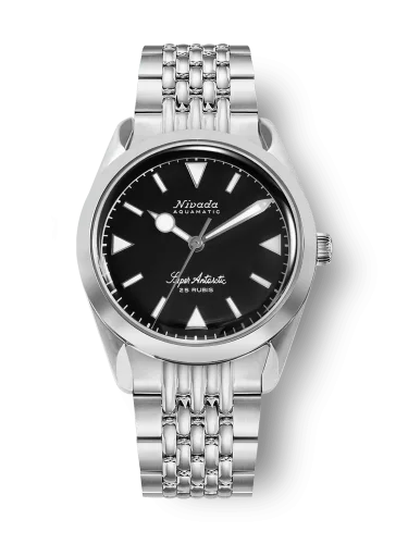 Strieborné pánske hodinky Nivada Grenchen s oceľovým pásikom Super Antarctic 32025A04 38MM Automatic