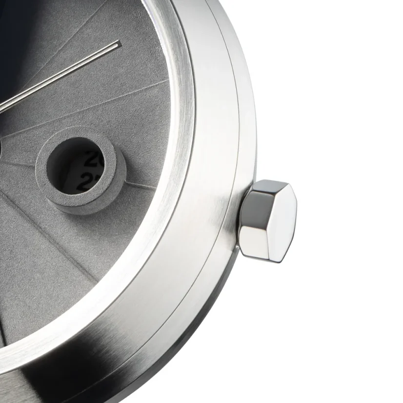 Men's silver 22Designstudio Watches watch with leather strap 4D Concrete Harbour Edition 44MM