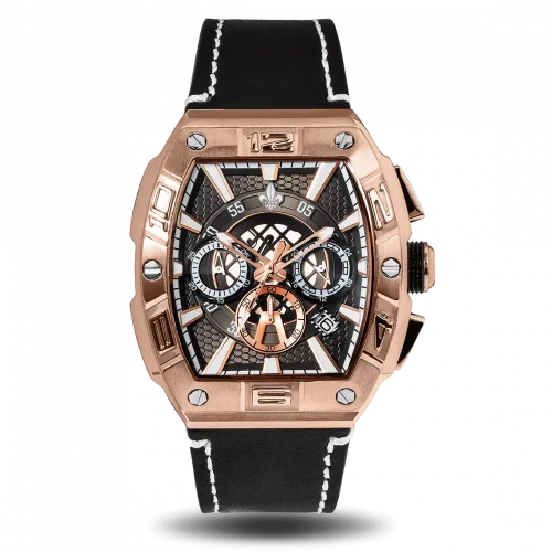 Men's gold Ralph Christian Watch with a leather strap The Intrepid Chrono - Rose Gold 42,5MM