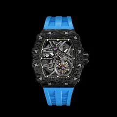 Čierne pánske hodinky Tsar Bomba Watch s gumovým pásikom TB8209CF - Black / Blue Automatic 43,5MM
