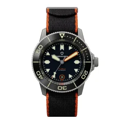 Zilverkleurig herenhorloge van Draken met stalen band Tugela – Black 42MM