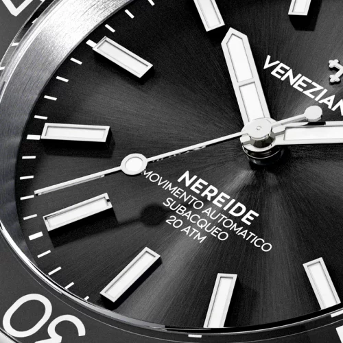 Orologio Venezianico da uomo in argento con cinturino in acciaio Nereide 3121504C Black 39MM Automatic