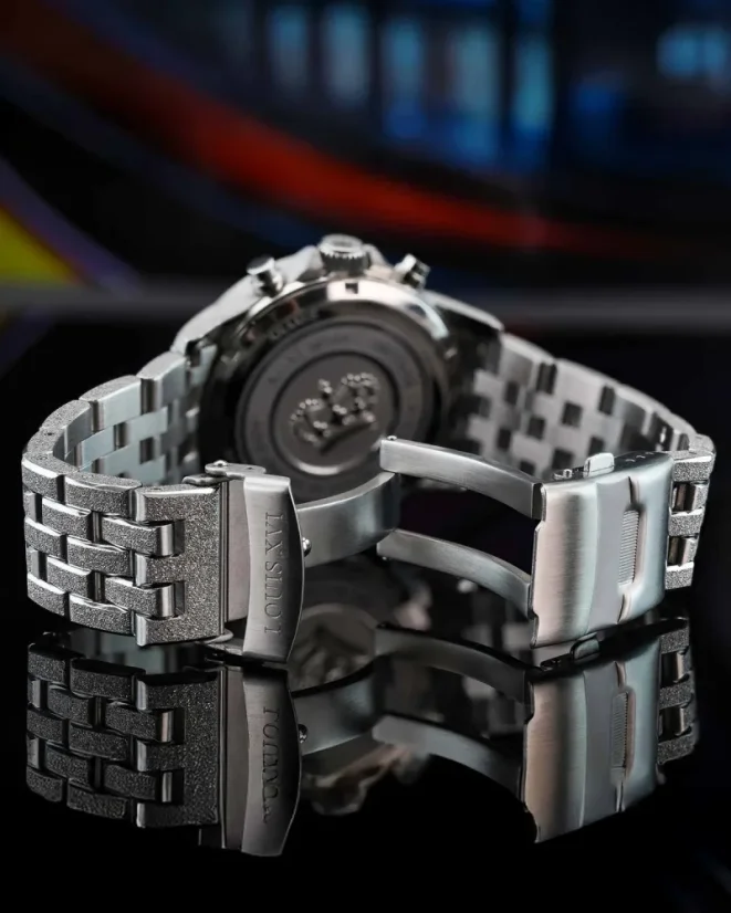 Men's silver Louis XVI watch with steel strap Frosted Aramis 2.0 With Diamonds - 3625 Silver 43MM