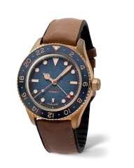 Zlaté pánské hodinky Undone s koženým páskem Basecamp Quest 40MM Automatic