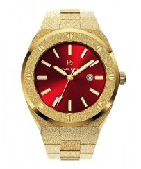 Relógio de ouro de homem Paul Rich com bracelete de aço Signature Frosted - Sultan's Ruby 45MM