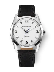 Strieborné pánske hodinky Nivada Grenchen s koženým opaskom Antarctic 35005M17 35MM