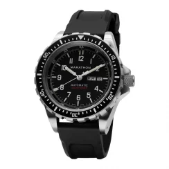 Strieborné pánske hodinky Marathon Watches s gumovým pásikom Jumbo Day/Date Automatic 46MM