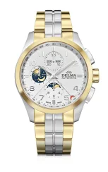 Reloj Delma Watches Plata para hombre con correa de acero Klondike Moonphase Silver / Gold 44MM Automatic