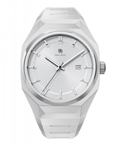 Men's silver Paul Rich Signature watch with steel strap Elements Moonlight Crystal Steel Automatic 45MM