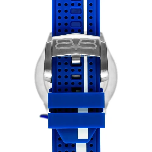 Srebrny zegarek męski Bomberg Watches z gumowym paskiem RACING 4.1 Blue 45MM