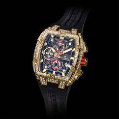Men's gold Ralph Christian watch with a rubber band The Polaris Chrono Ice - Regal Noir 42,5MM