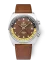 Men's silver Nivada Grenchen watch with leather strap Antarctic GMT - Tropical 32061A16 36MM Automatic