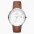 Relógio Nordgreen prata para homens com pulseira de couro Philosopher Brown Leather / Silver 36MM