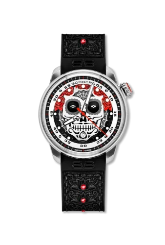 Orologio da uomo Bomberg Watches colore argento con cinturino in pelle AUTOMATIC DÍA DE LOS MUERTOS 43MM Automatic