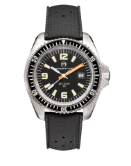 Strieborné pánske hodinky Momentum Watches s gumovým pásikom Sea Auto 30 Black Tropic Rubber 42MM Automatic