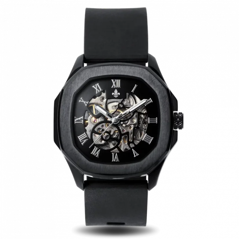 Ralph Christian hmusta miesten kello kuminauhalla The Avalon - Black Automatic 42MM