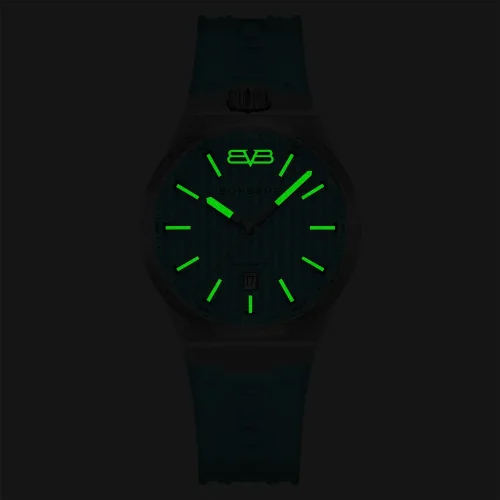 Strieborné pánske hodinky Bomberg Watches s gumovým pásikom TEAL LAGOON 43MM Automatic