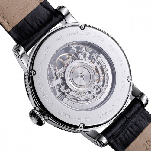 Relógio masculino Epos na cor prata com pulseira de couro Emotion 3390.155.20.20.25 41MM Automatic