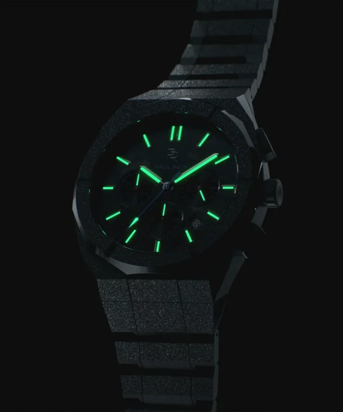 Men's black Paul Rich watch with steel strap Frosted Motorsport - Black / Copper 45MM Limited edition