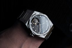 Men's silver Aisiondesign Watch with steel strap Tourbillon - Meteorite Dial Gunmetal 41MM