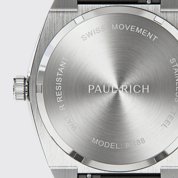 Men's silver Paul Rich watch with steel strap Frosted Star Dust Indigo Waffle - Silver 45MM