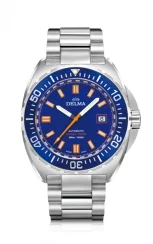 Zilverkleurig herenhorloge van Delma Watches met stalen riem band Shell Star Silver / Blue 44MM Automatic