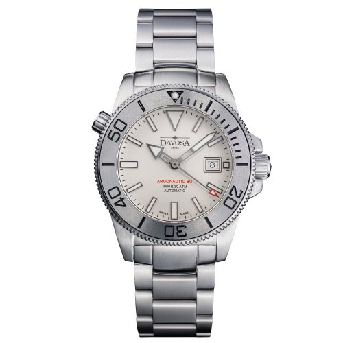 Zilverkleurig herenhorloge van Davosa met stalen band Argonautic BGS - Silver 43MM Automatic