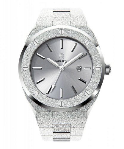 Ασημένιο ρολόι Paul Rich για άντρες με ιμάντα από χάλυβα Signature Frosted Apollos Silver 45MM
