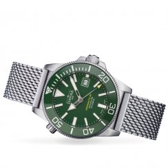 Muški srebrni sat Davosa s čeličnim remenom Argonautic BG Mesh - Silver/Green 43MM Automatic