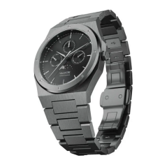 Schwarze Herrenuhr Valuchi Watches mit Stahlband Lunar Calendar - Gunmetal Black Automatic 40MM