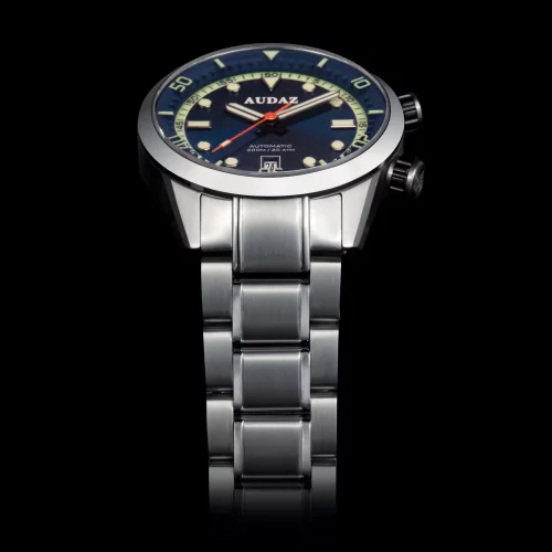 Ασημένιο ρολόι Audaz Watches για άντρες με ιμάντα από χάλυβα Seafarer ADZ-3030-02 - Automatic 42MM