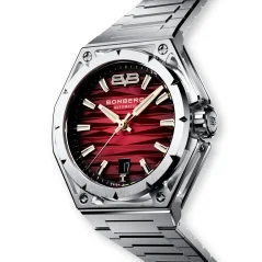Men's silver Bomberg Watch with steel strap EDGE RED 43MM Automatic