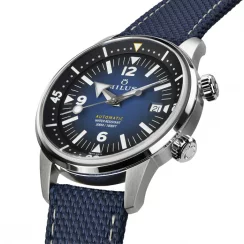 Relógio Milus Watches prata para homens com pulseira de borracha Archimèdes by Milus Deep Blue 41MM Automatic
