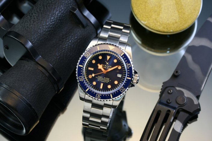 Relógio de homem Ocean X de prata com pulseira de aço SHARKMASTER-V 1000 VSMS522 - Silver Automatic 42MM