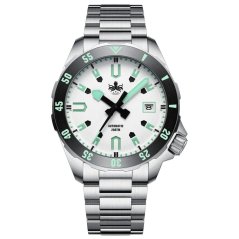 Montre Phoibos Watches pour homme en argent avec bracelet en acier Apollo PY056E - Automatic 39MM