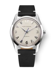 Reloj Nivada Grenchen plata para hombre con correa de cuero Antarctic 35004M15 35MM