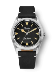 Relógio Nivada Grenchen prata para homens com pulseira de couro Super Antarctic 32024A15 38MM Automatic